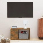 vidaXL Comodă TV, stejar fumuriu, 60x24x32 cm, lemn compozit vidaXL Comodă TV, stejar fumuriu, 60x24x32 cm, lemn compozit