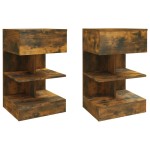 vidaXL Noptiere, 2 buc., stejar fumuriu, 40x35x65 cm, lemn prelucrat vidaXL Noptiere, 2 buc., stejar fumuriu, 40x35x65 cm, lemn prelucrat