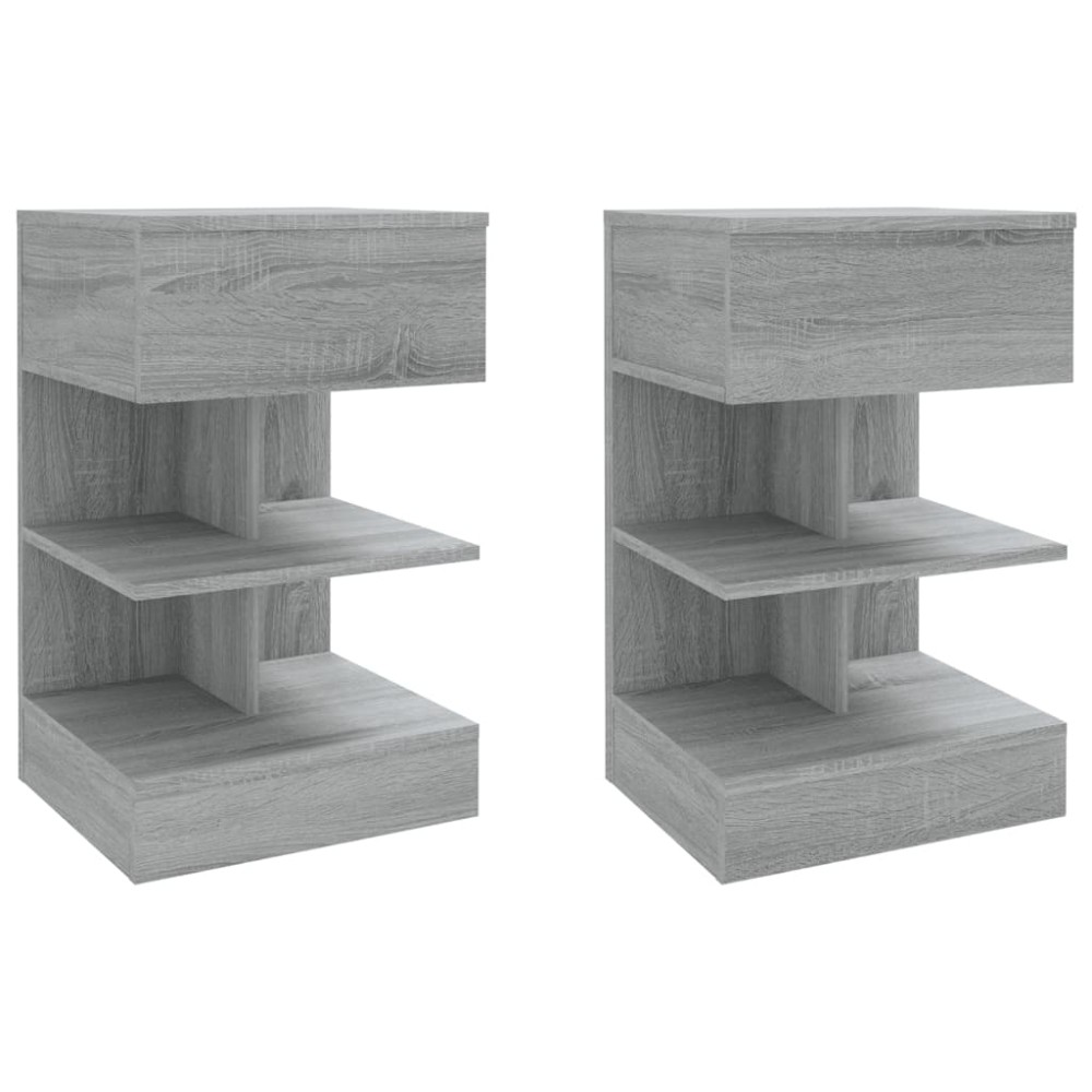 vidaXL Noptiere, 2 buc., gri sonoma, 40x35x65 cm, lemn prelucrat