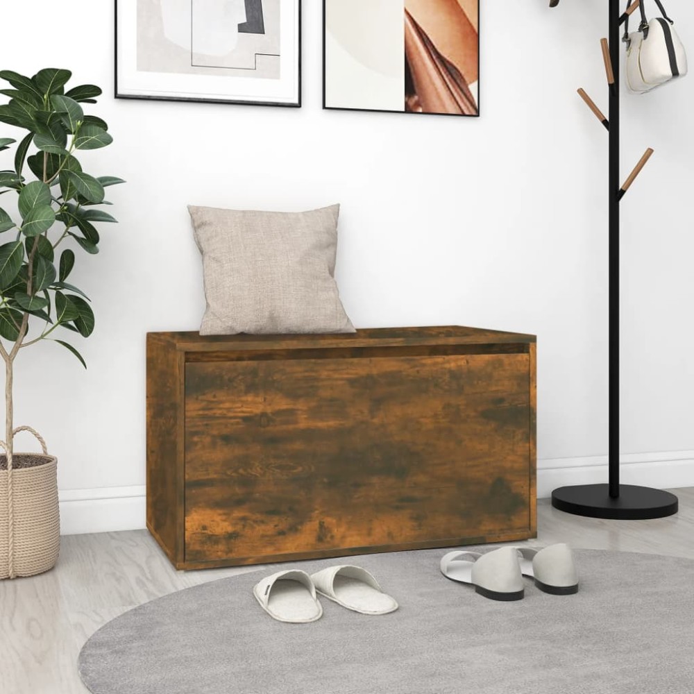 vidaXL Bancă de hol, stejar fumuriu, 80x40x45 cm, lemn prelucrat