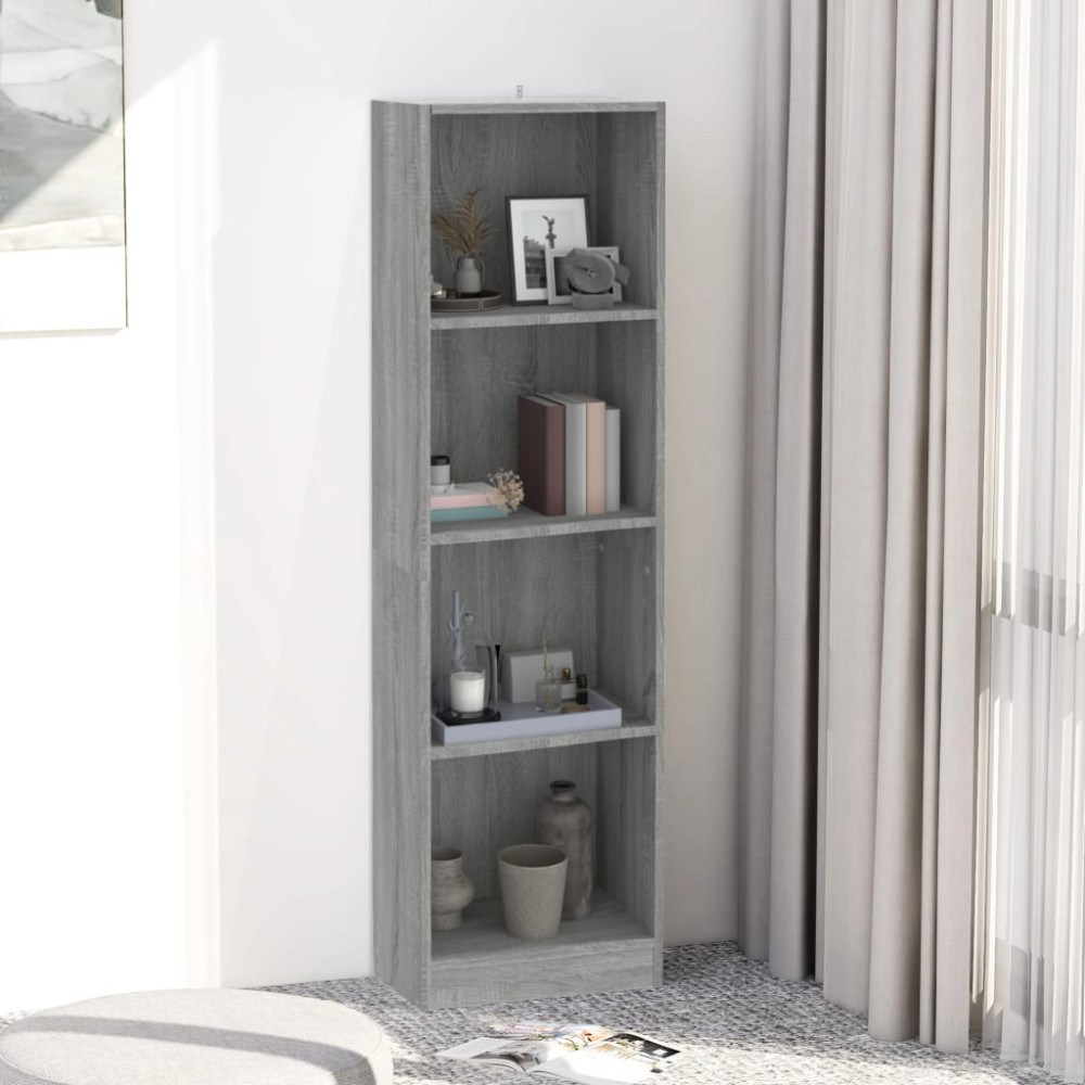 vidaXL Bibliotecă cu 4 niveluri gri sonoma 40x24x143 cm lemn compozit