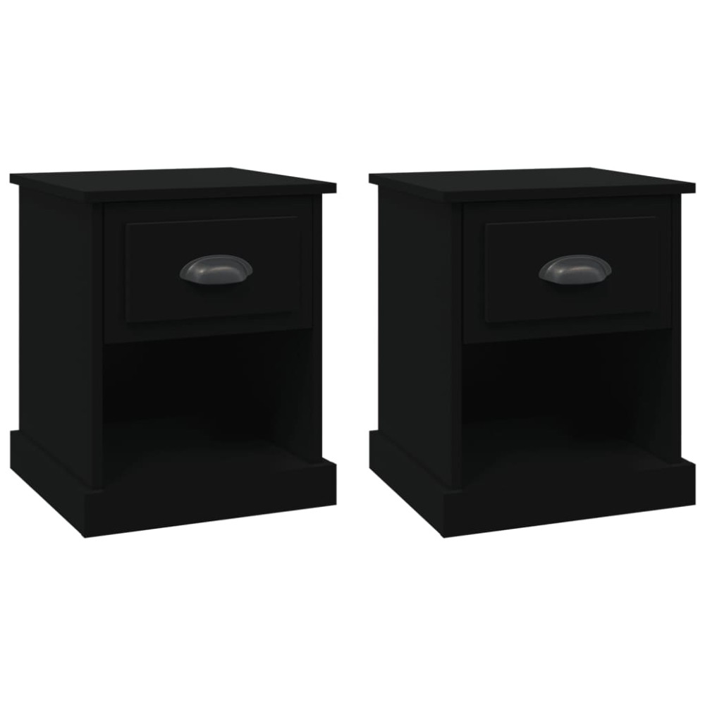 vidaXL Noptiere, 2 buc, negru, 39x39x47,5 cm, lemn prelucrat