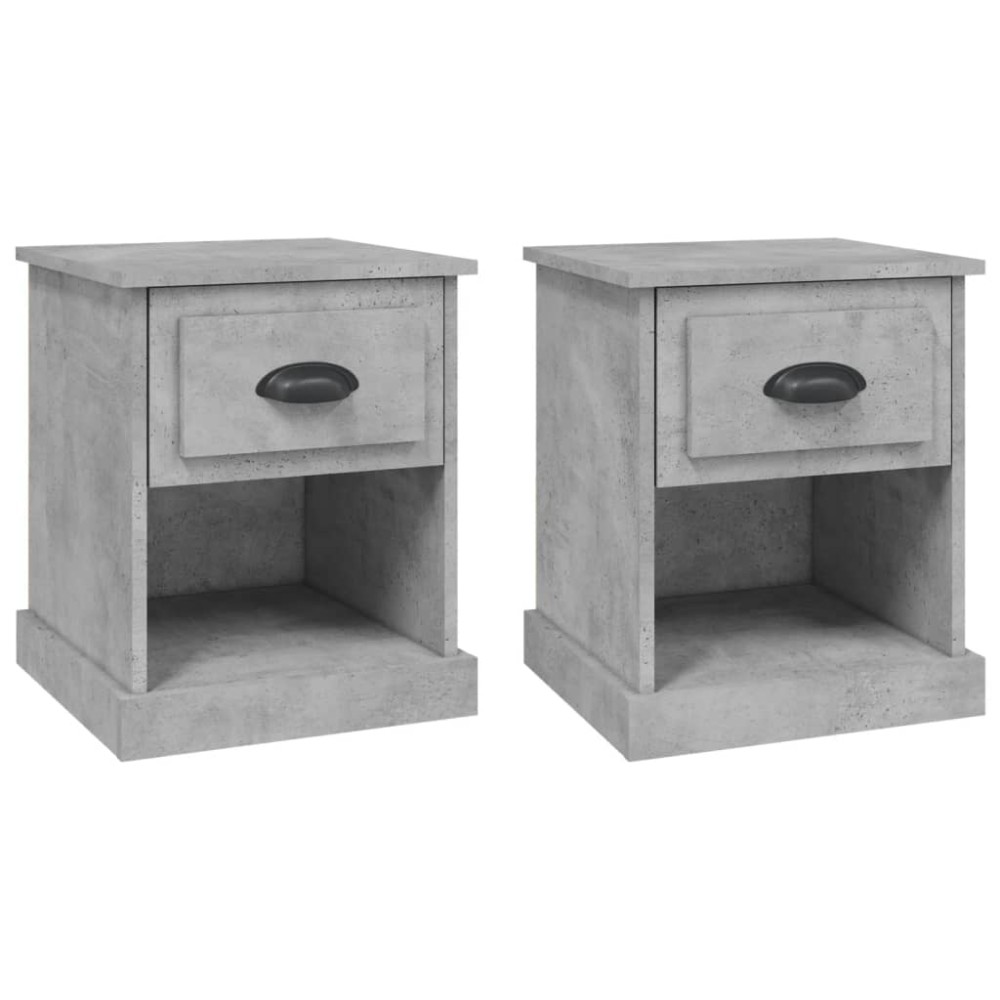 vidaXL Noptiere, 2 buc, gri beton, 39x39x47,5 cm, lemn prelucrat