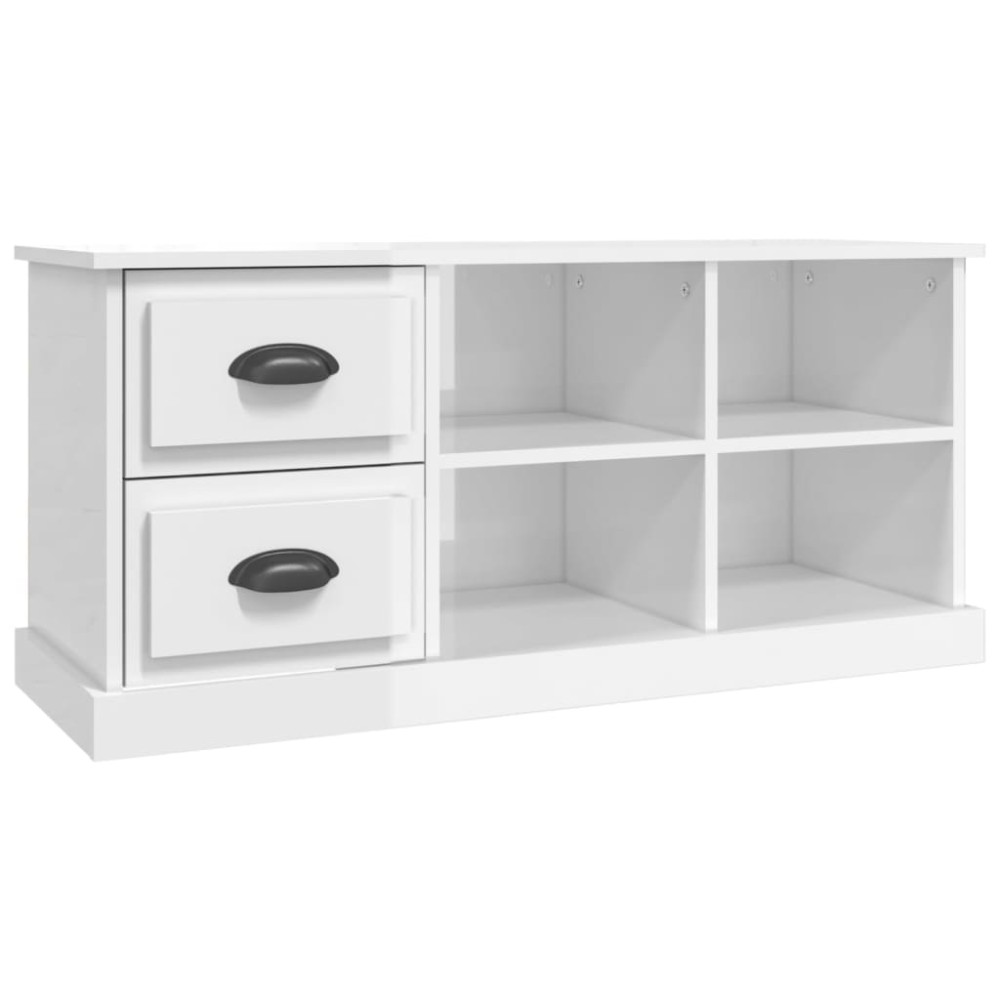 vidaXL Comodă TV, alb extralucios, 102x35,5x47,5 cm, lemn prelucrat
