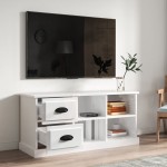 vidaXL Comodă TV, alb extralucios, 102x35,5x47,5 cm, lemn prelucrat