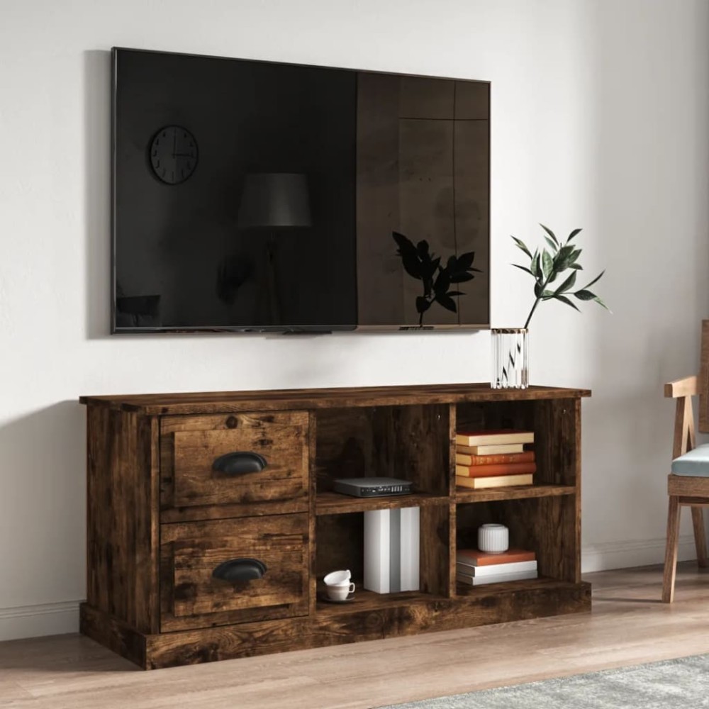 vidaXL Comodă TV, stejar afumat, 102x35,5x47,5 cm, lemn prelucrat