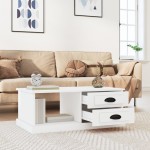 vidaXL Măsuță de cafea, alb, 90x50x35 cm, lemn prelucrat vidaXL Măsuță de cafea, alb, 90x50x35 cm, lemn prelucrat