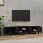 vidaXL Comodă TV, negru, 180x31,5x40 cm, lemn prelucrat