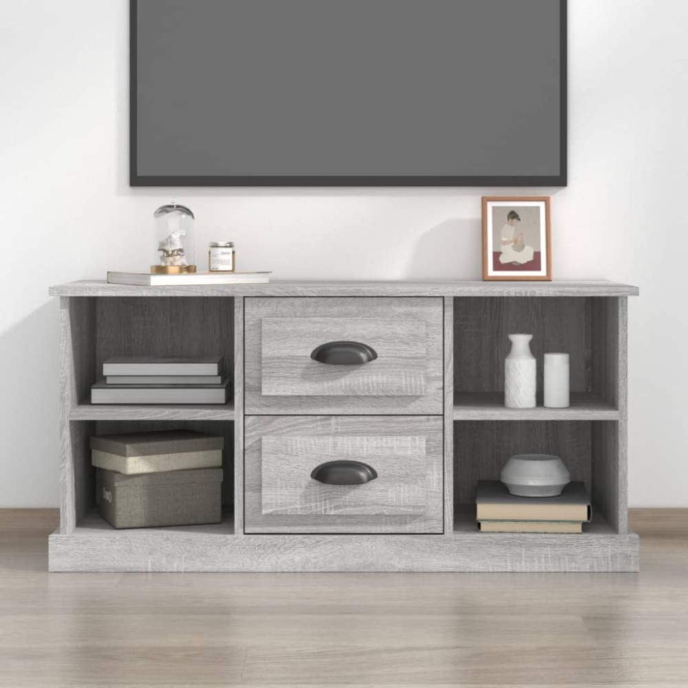 vidaXL Comodă TV, gri sonoma, 99,5x35,5x48 cm, lemn prelucrat