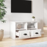 vidaXL Comodă TV, alb extralucios, 80x35x50 cm, lemn prelucrat vidaXL Comodă TV, alb extralucios, 80x35x50 cm, lemn prelucrat