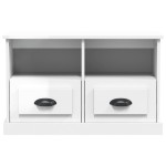 vidaXL Comodă TV, alb extralucios, 80x35x50 cm, lemn prelucrat vidaXL Comodă TV, alb extralucios, 80x35x50 cm, lemn prelucrat