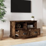 vidaXL Comodă TV, stejar afumat, 80x35x50 cm, lemn prelucrat vidaXL Comodă TV, stejar afumat, 80x35x50 cm, lemn prelucrat