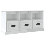 vidaXL Comodă TV, alb extralucios, 100x35x50 cm, lemn prelucrat