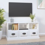 vidaXL Comodă TV, alb extralucios, 100x35x50 cm, lemn prelucrat