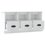 vidaXL Comodă TV, alb extralucios, 100x35x50 cm, lemn prelucrat