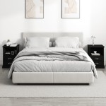 vidaXL Noptiere, 2 buc., negru, 43x36x60 cm vidaXL Noptiere, 2 buc., negru, 43x36x60 cm