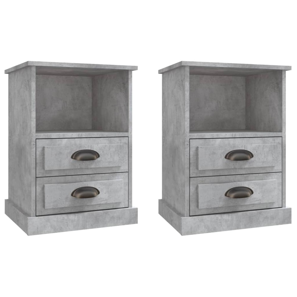vidaXL Noptiere, 2 buc., gri beton, 43x36x60 cm