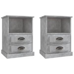 vidaXL Noptiere, 2 buc., gri beton, 43x36x60 cm vidaXL Noptiere, 2 buc., gri beton, 43x36x60 cm