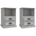 vidaXL Noptiere, 2 buc., gri sonoma, 43x36x60 cm vidaXL Noptiere, 2 buc., gri sonoma, 43x36x60 cm