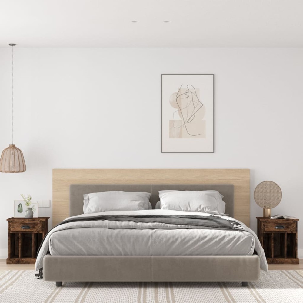 vidaXL Noptiere, 2 buc., stejar fumuriu, 43x36x50 cm