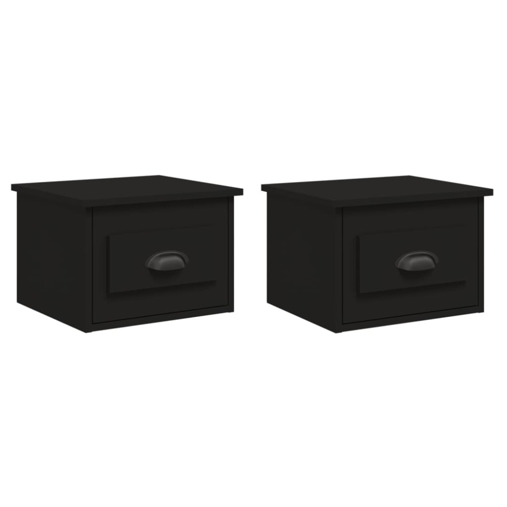 vidaXL Noptiere de perete, 2 buc., negru, 41,5x36x28 cm