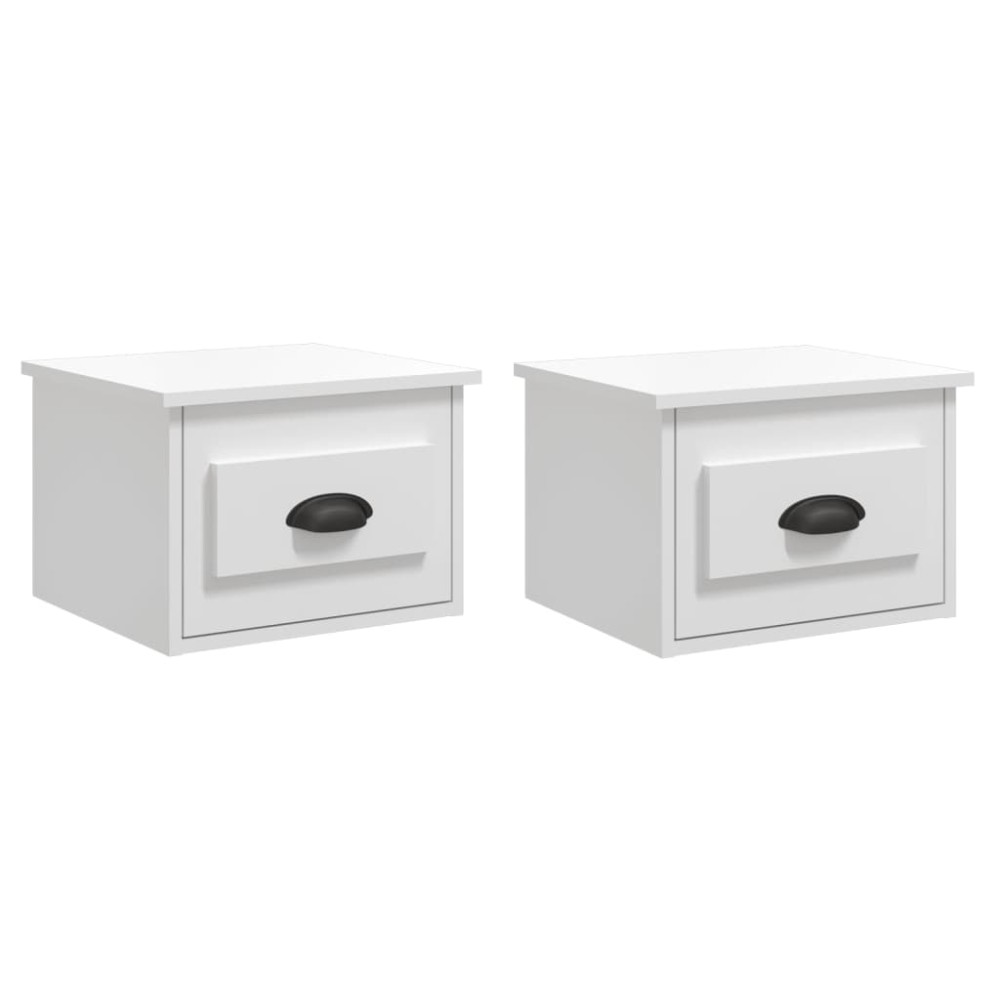 vidaXL Noptiere de perete, 2 buc., alb extralucios, 41,5x36x28 cm