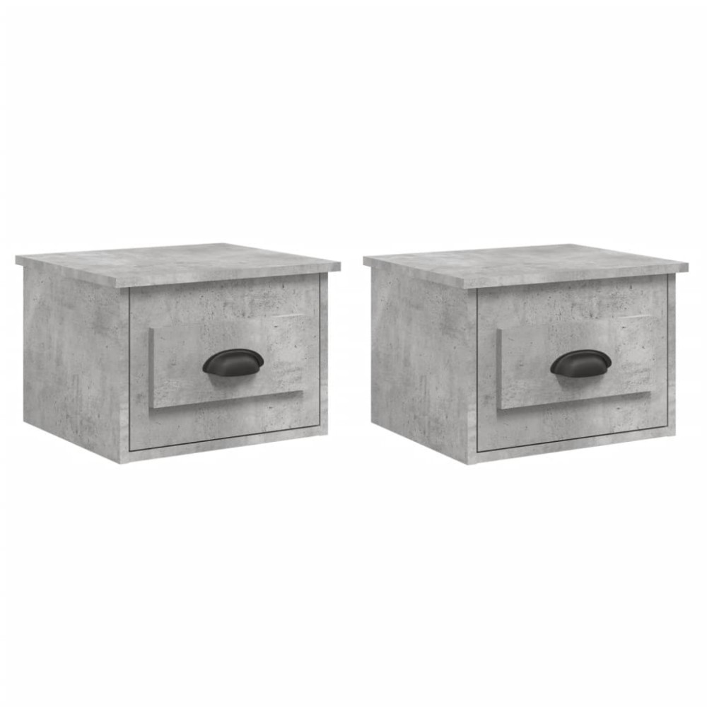 vidaXL Noptiere de perete, 2 buc., gri beton, 41,5x36x28 cm
