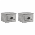 vidaXL Noptiere de perete, 2 buc., gri beton, 41,5x36x28 cm