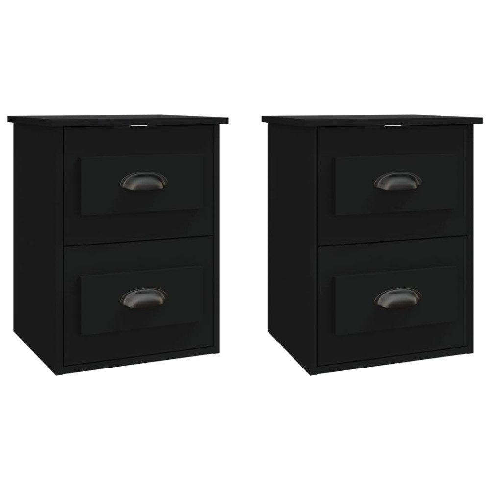 vidaXL Noptiere de perete, 2 buc., negru, 41,5x36x53cm
