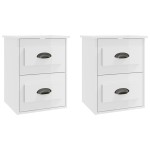 vidaXL Noptiere de perete, 2 buc., alb extralucios, 41,5x36x53cm