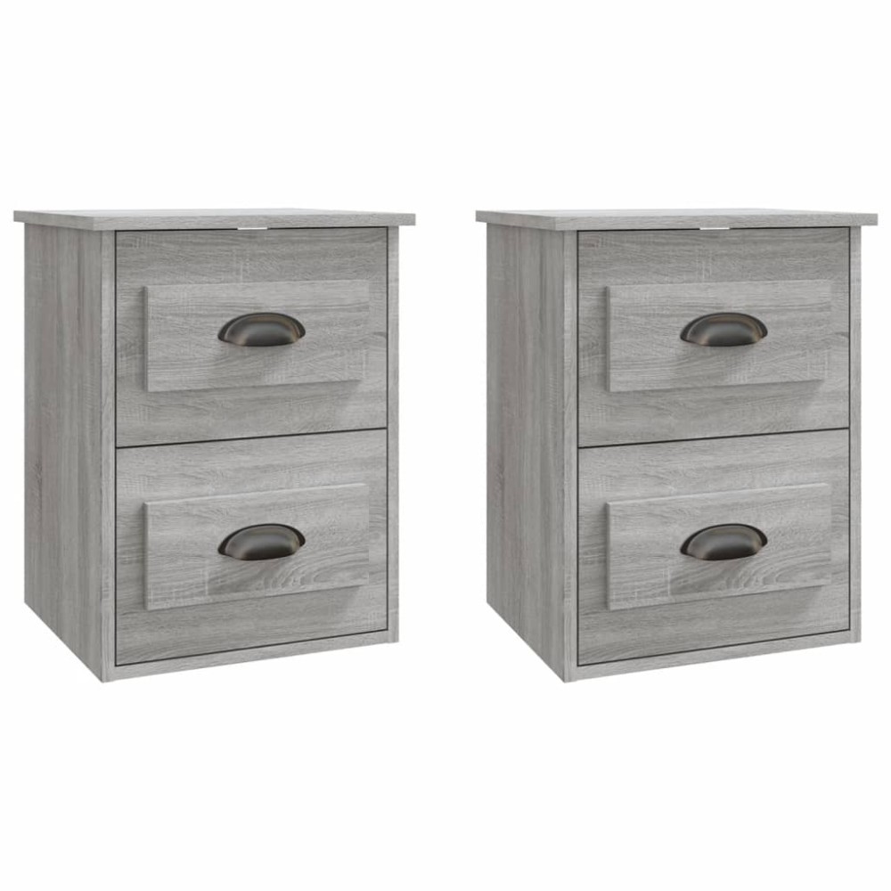 vidaXL Noptiere suspendate pe perete, 2 buc., gri sonoma, 41,5x36x53cm