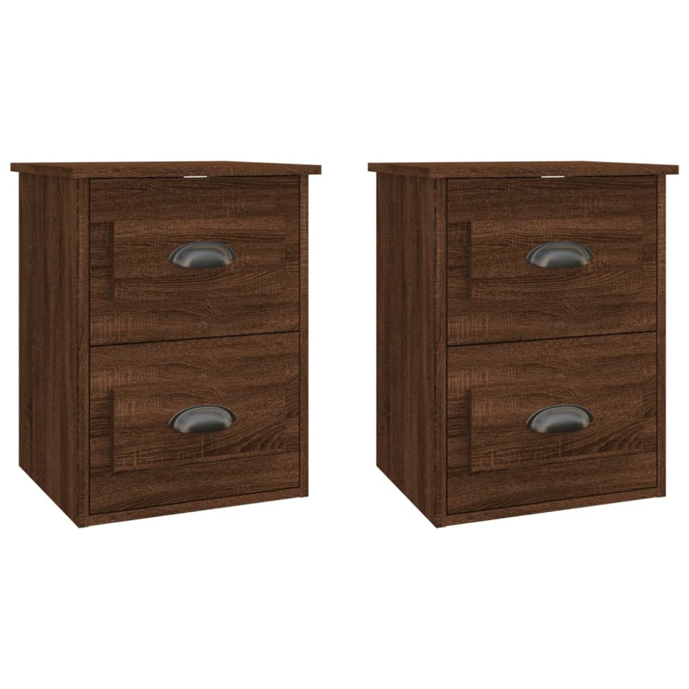 vidaXL Noptiere suspendate pe perete, 2 buc, stejar maro, 41,5x36x53cm