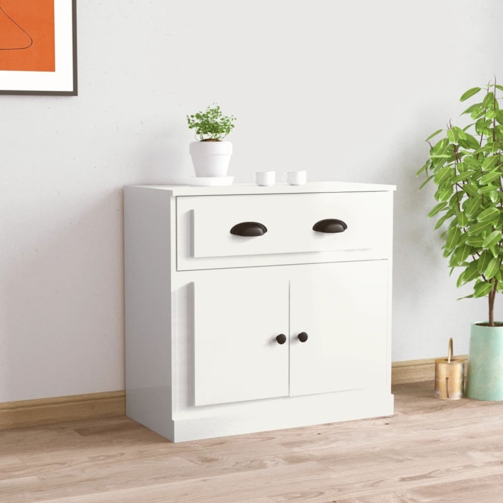 vidaXL Servantă, alb extralucios, 70x35,5x67,5 cm, lemn prelucrat