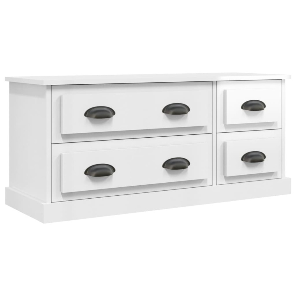 vidaXL Comodă TV, alb extralucios, 100x35,5x45 cm, lemn prelucrat