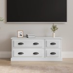 vidaXL Comodă TV, alb extralucios, 100x35,5x45 cm, lemn prelucrat