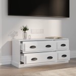 vidaXL Comodă TV, alb extralucios, 100x35,5x45 cm, lemn prelucrat
