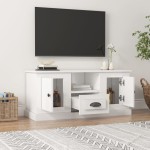 vidaXL Comodă TV, alb extralucios, 100x35,5x45 cm, lemn prelucrat