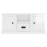 vidaXL Comodă TV, alb extralucios, 100x35,5x45 cm, lemn prelucrat