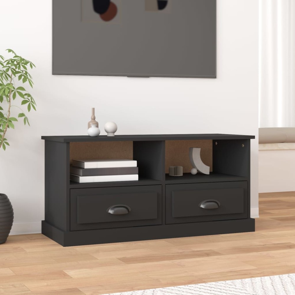 vidaXL Comodă TV, negru, 93x35,5x45 cm, lemn prelucrat