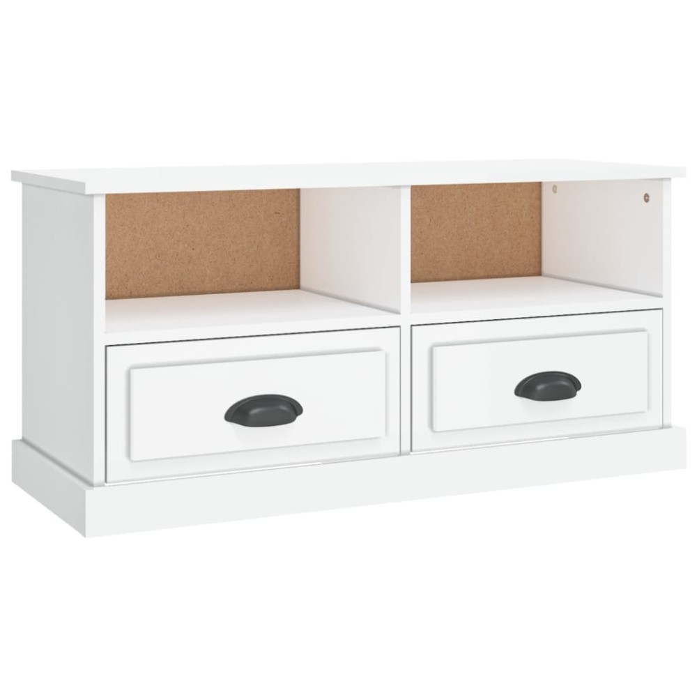 vidaXL Comodă TV, alb extralucios, 93x35,5x45 cm, lemn prelucrat