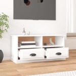 vidaXL Comodă TV, alb extralucios, 93x35,5x45 cm, lemn prelucrat vidaXL Comodă TV, alb extralucios, 93x35,5x45 cm, lemn prelucrat