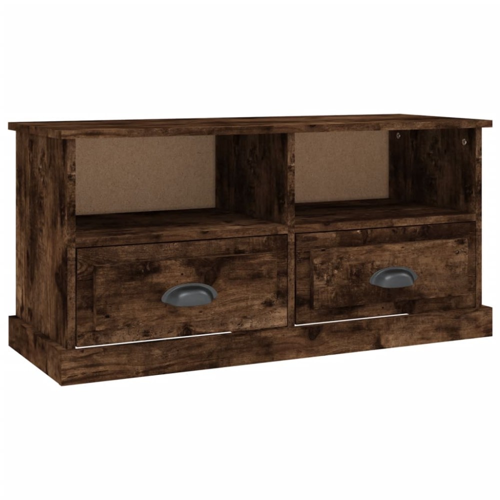 vidaXL Comodă TV, stejar fumuriu, 93x35,5x45 cm, lemn prelucrat