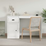 vidaXL Birou cu sertar, alb, 115x50x75 cm, lemn prelucrat vidaXL Birou cu sertar, alb, 115x50x75 cm, lemn prelucrat