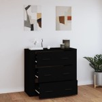 vidaXL Dulap, negru, 80x33x70 cm, lemn prelucrat