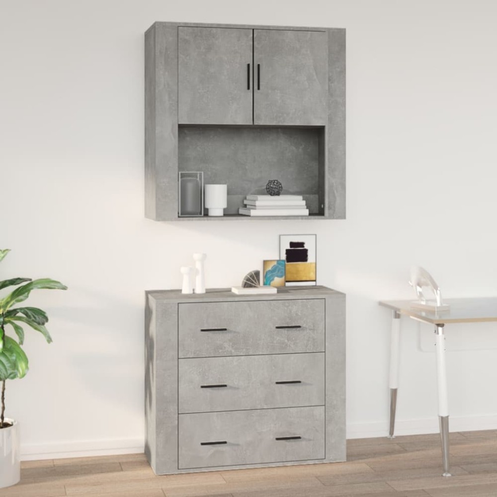 vidaXL Dulap de perete, gri beton, 80x33x80 cm, lemn prelucrat