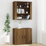 vidaXL Dulap de perete, stejar maro,80x33x80 cm, lemn prelucrat