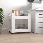 vidaXL Cărucior de birou, alb, 60x45x60 cm, lemn prelucrat vidaXL Cărucior de birou, alb, 60x45x60 cm, lemn prelucrat