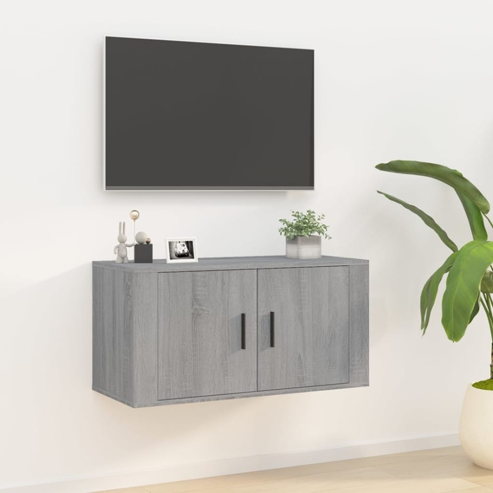 vidaXL Dulap TV montat pe perete, gri sonoma, 80x34,5x40 cm