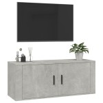 vidaXL Dulap TV montat pe perete, gri beton, 100x34,5x40 cm