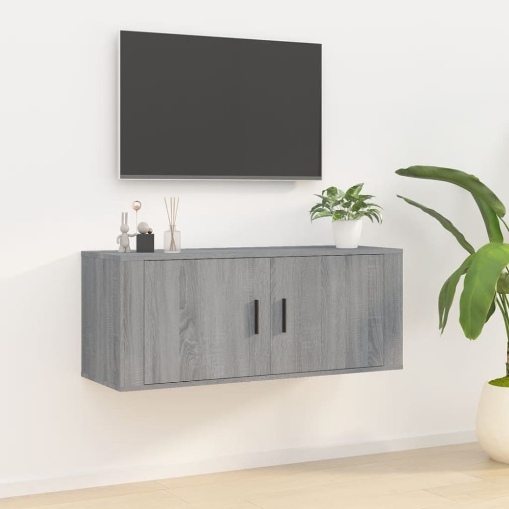 vidaXL Dulap TV montat pe perete, gri sonoma, 100x34,5x40 cm